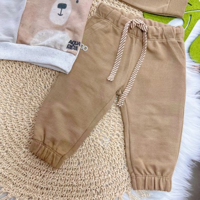 Conj. Blusão Raposa com Urso e Calça de Moletom - Areia e Marrom